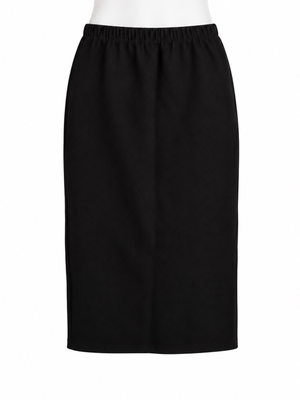 Size S Glamorous Women’s Black Midi Pencil Skirt Elastic Waist Pull-On Back Slit